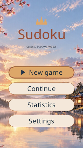Главное меню Sudoku Sakura — светлая тема