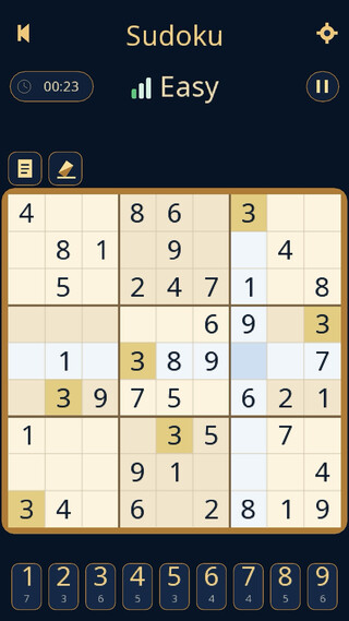 Игровое поле Sudoku Sakura — тёмная тема